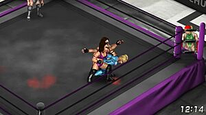 Lesbian Wrestlers Cammy and Samus Battle in Fire Pro Ring