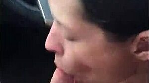 hey young cocksucker gagging on public blowjob cum in mouth
