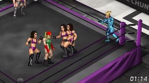 Lesbian Wrestlers Cammy and Samus Battle in Fire Pro Ring