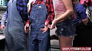 four cocks line up for jordan maxx's office milf fantasy at work