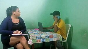 stepmom's fat ass gets pounded hard by stepson in hubby's office cuckold watches