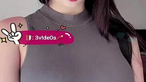 Petite Colombian bombshell flaunts her massive tits wildly