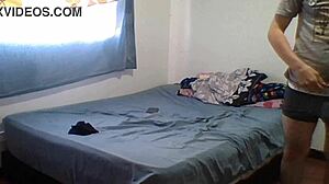 invited the hot latina maid late night to footjob me while she massages my throbbing cock with her soft soles cum tits ass brunette