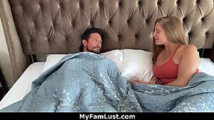 Stepdaughter gulps stepdad cock then rides until he dominates!