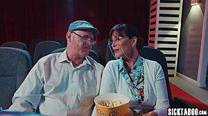 hear teen athena faris moan ridin boyfriend cock in dark cinema? sicktaboo