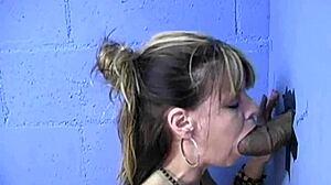 busty cougar anjelica chokes down huge bbc at outdoor gloryhole!