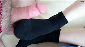 teen sneaker socks lover spreads legs for hairy penis voyeur fun