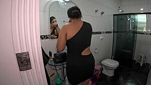 ted pranks brazilian latina gabi souza saying shes pregnant with twins in bathroom despair then wet shower fun