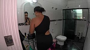 ted pranks brazilian latina gabi souza saying shes pregnant with twins in bathroom despair then wet shower fun