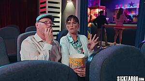 hear teen athena faris moan ridin boyfriend cock in dark cinema? sicktaboo