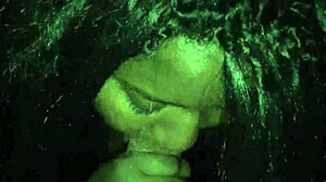 ebony babe teases with her skills on pale shaft intriguing contrast