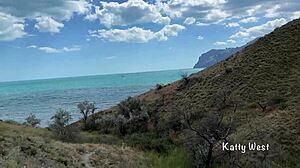 couple sneaks anal fuck outdoors in mountains as horny teen stranger joins public pounding