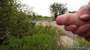 public agent alexa throats monster cock then fucks pov outdoors