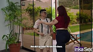 mi madrastra y su amiga milf con tetas enormes me follan por ser timido