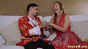 can busty ash-blonde deepthroat cock in pantyhose her shaved pussy flawless kinky sucking big tits