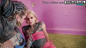 Tattooed Alt Girls Tease Strap-On Moments