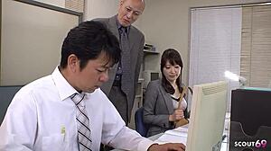 office secretary tempts coworker with wet small cock suck to cum mouth uncensored