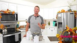 Daddy tastes petite teen stepdaughter's family pie in kitchen rough sex fantasy