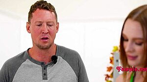 Daddy tastes petite teen stepdaughter's family pie in kitchen rough sex fantasy