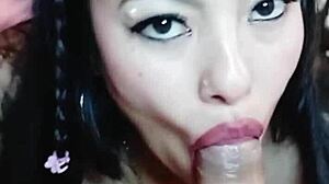 colombian girl's wet pussy deep throats monster cock ends cum on ass