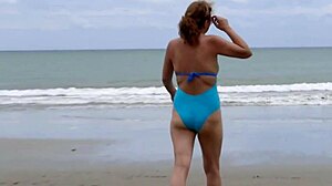 latina stepmom flashes pussy on beach begs your cock