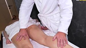 Holy fuck, that 40-year-old masseur stretches her tiny 18yo pussy with his huge dick!