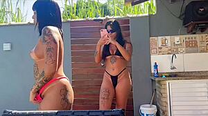 brazilian tattoo girlfriend swaps partners in buzios mansion orgy madness