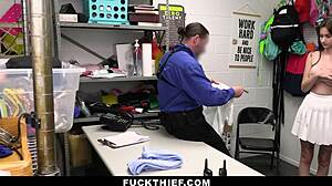 Think a mall guard will let you go without a little fun first? Fuckthief suspect gets pounded!