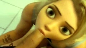 Real Elsa from Frozen Teen Sucks BBC in Public Bathroom Cumshot!
