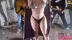 horny housewife monica lima flashes open ass in garage for corno's bbc friends brazilian cuckold