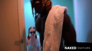 Little white redhead housewife with hairy pussy loves big black cock fucking her deep doggystyle bent over