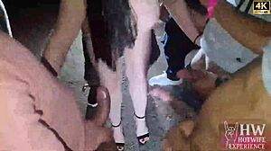 horny housewife monica lima flashes open ass in garage for corno's bbc friends brazilian cuckold