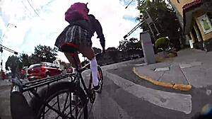 check out this crossdresser flashing her miniskirt upskirt all around the city...