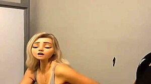 Real Elsa from Frozen Teen Sucks BBC in Public Bathroom Cumshot!