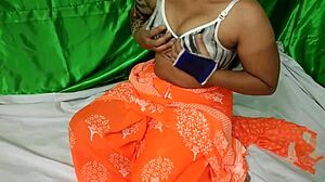 indian babe spreads her thick hairy pussy wide open