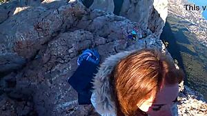 amateur mia bandini risks public cliff fuck with deepthroat cowgirl cumshot and tight pussy riding