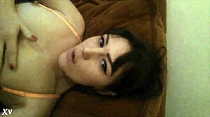 Sexy Brunette Fingers Pussy Outdoors