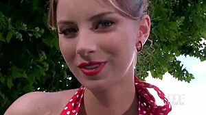 Katarina Hartlova rubs her huge shaved pussy and big tits in intense solo masturbation!