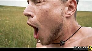 Bride4k Czech bride in stockings dress runs from fiance to fuck stranger shepherd outdoors at ranch