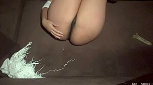 Amateur emo goth girl with glasses fingers her ass and squirts hard in solo masturbation