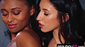 Ebony Lesbian Teases Latina Teen Deisy Leon's Stripping Curves
