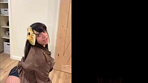 Nixlynka shakes her sexy Latina ass in Jason cosplay on Friday 13th