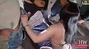 horny housewife monica lima flashes open ass in garage for corno's bbc friends brazilian cuckold