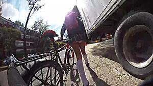 check out this crossdresser flashing her miniskirt upskirt all around the city...