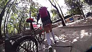 check out this crossdresser flashing her miniskirt upskirt all around the city...