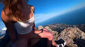 amateur mia bandini risks public cliff fuck with deepthroat cowgirl cumshot and tight pussy riding