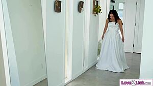 stepmom's big tits finger my pussy right before wedding day interracial lesbian heat