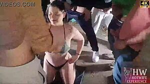 horny housewife monica lima flashes open ass in garage for corno's bbc friends brazilian cuckold