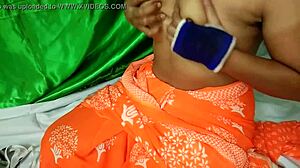 indian babe spreads her thick hairy pussy wide open