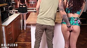 daddy not infronta the maid... innocent stepdaughter punished hard